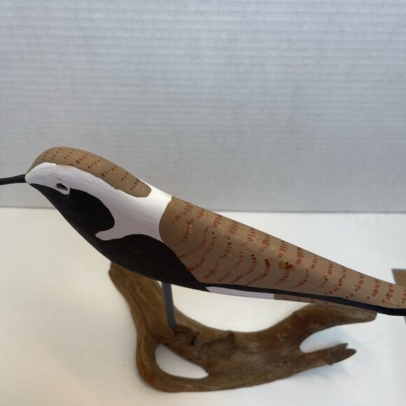 Hand Made Replica Wooden Sculpture Bird Plover Unsigned Black Bellied Plover - Picture 9 of 15